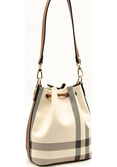 Silver Polo Sp1137 Kadın Omuz Çantası Ekose Krem-taba