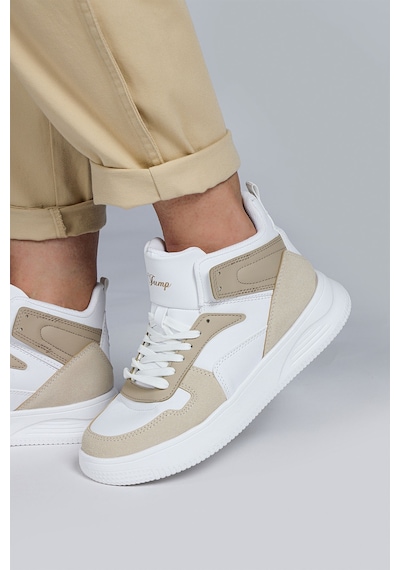 Jump 29100 Yüksek Bilekli Bej - Beyaz Kadın Sneaker Günlük Spor Ayakkabı Bej - Beyaz