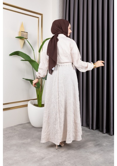Hira Life Fashion Kadın Bej Tesettür Giyim Gömlek Detaylı Çizgili Viskon Kıraş Elbise İkili Takım Bej Bej Hira Life Fashion Kadın Bej Tesettür Giyim Gömlek Detaylı Çizgili Viskon Kıraş Elbise İkili Takım Bej Bej