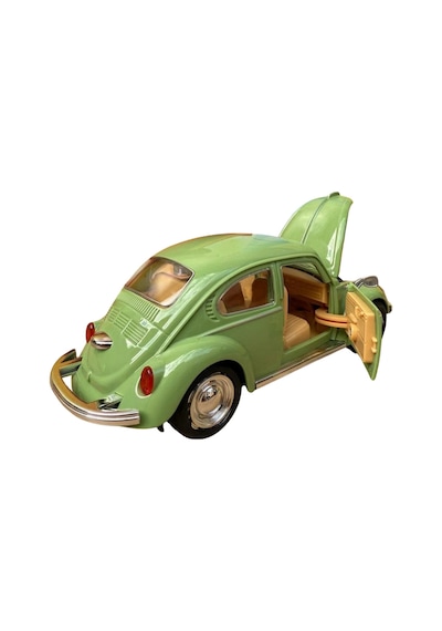 Nostaljik Vosvos Oyuncak Araba - 17cm Büyük Boy - Sesli Işıklı Ve Sürtmeli - Yeşil Model Araba Çok Renkli