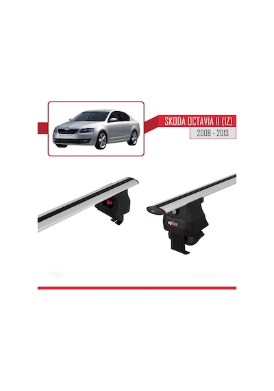 Skoda Octavia Iı 1z 2008-2013 Arası İle Uyumlu Ace-4 Ara Atkı Tavan Barı Gri