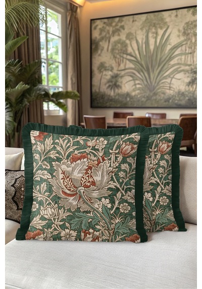 Vintage Çiçekli Botanik Saçaklı Yastık Kılıfı - Floral Yeşil Krem Gri Püsküllü Kırlent Kılıfı Buzlu Rota Nektar Vintage Çiçekli Botanik Saçaklı Yastık Kılıfı - Floral Yeşil Krem Gri Püsküllü Kırlent Kılıfı Buzlu Rota Nektar