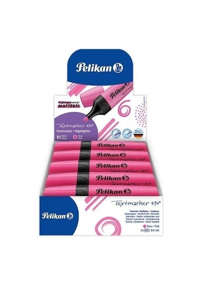 Pelikan Fosforlu Kalem 490 Neon Pembe 10'lu Paket Diğer