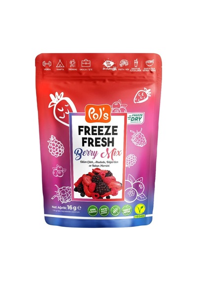 Pol's Freeze Fresh 16 G Berry Mıx: Çıtır Çıtır, Katkısız Ve Şekersiz Dondurulmuş 3'li Ekonomik Tarı