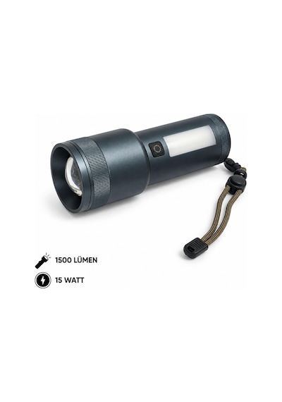 Şarj Edilebilir Zoomlu El Feneri - 1500 Lümen - 15 Watt - Dat - Dt-805 Açık Gri