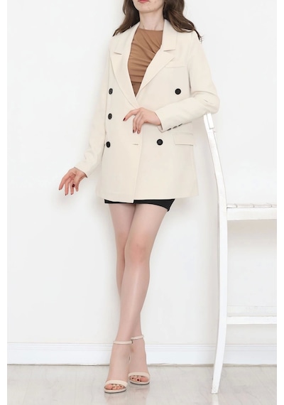 Blazer Ceket Bej - 80027.683. Çok Renkli