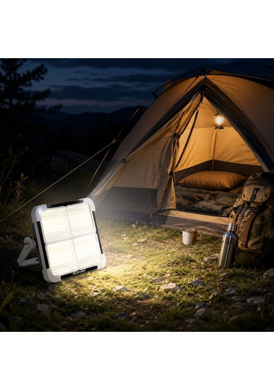 Lexroo 200w Solar Led Projektör, 3 Renk Işık Modlu Şarjlı Kamp Lambası Standart