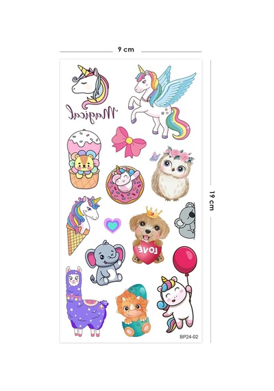 Bearpear Rengarenk Sevimli Hayvanlar Geçici Dövme Kız Çocukları İçin