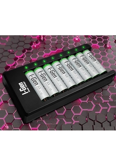 G827 8'li Pil Şarj Aleti + 8 Adet Aa 2700 Mah Şarj Edilebilir Aa Şarjlı Kalem Pilli Set 1.2v Ni-mh