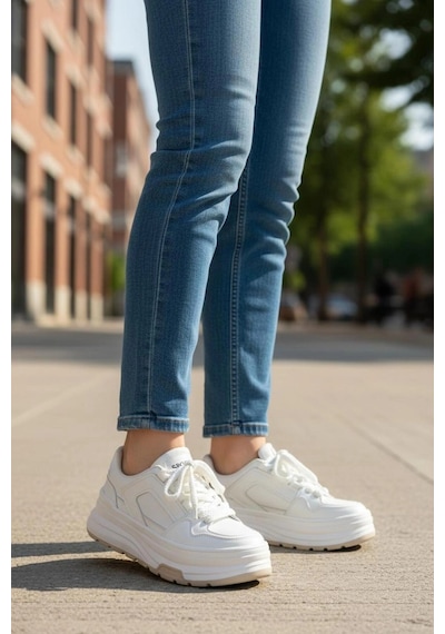 In Step Ropee Street Style Yüksek Taban Beyaz Kadın Sneaker