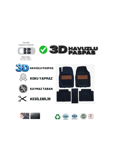 Toyota Rav 4 2023 Uyumlu 3 Cm Havuzlu 3d Universal Oto Paspas Siyah-ahşap