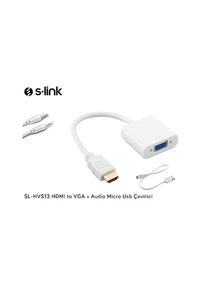 S-Link Sl-Hvs13 Hdmı To Vga + Audio Micro Usb Çevirici Ps3/4/Slim (240422110)