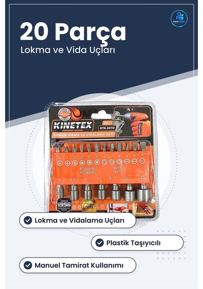 Lokma Takımı Somun Sıkma Ve Vidalama Seti 20 Parça Manuel Hırdava