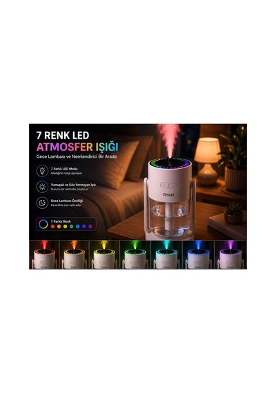 Yıldız Gökyüzü Projeksiyonlu Hava Nemlendirici 280 Ml 7 Renk Led, 180 Gece Lambası Ve Aroma Difüzör-14926