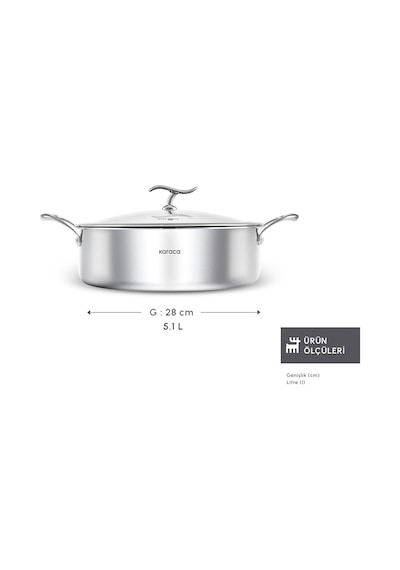 Karaca Plasma Steel 316+ 3Ply Yanmaz Yapışmaz Çelik Karnıyarık Tencere 28 cm