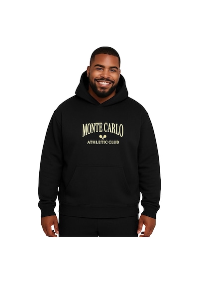 Benroma Monte Carlo Baskılı Büyük Beden Unisex Sweatshırt Siyah