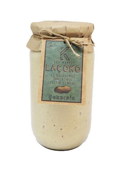 Laçoko Şekersiz Katkısız Glutensiz Vegan Doğal Az Kavrulmuş Çiğ Parçacıklı Extra Crunchy Fıstık Ezmesi 1 KG