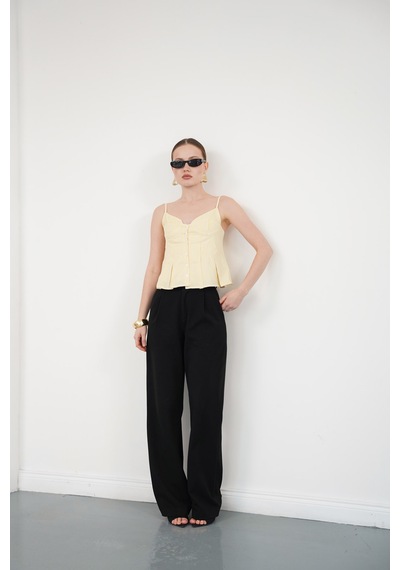 Verymoda Çizgili Askılı Bluz D2791 Sari