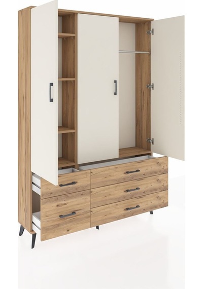 Arges Dolap 5 Raflı 5 Çekmeceli Tek Askılı 132x30x195 Çam-aytaşı/çam Aytası/atlas Çam Arges Dolap 5 Raflı 5 Çekmeceli Tek Askılı 132x30x195 Çam-aytaşı/çam Aytası/atlas Çam