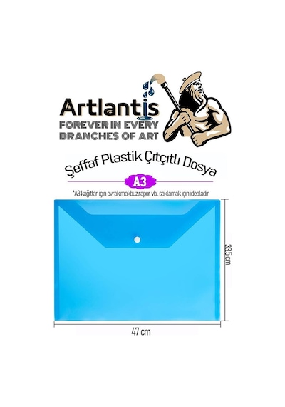 A3 Çıtçıtlı Dosya 10 Adet 47 x 33.5 CM Mavi