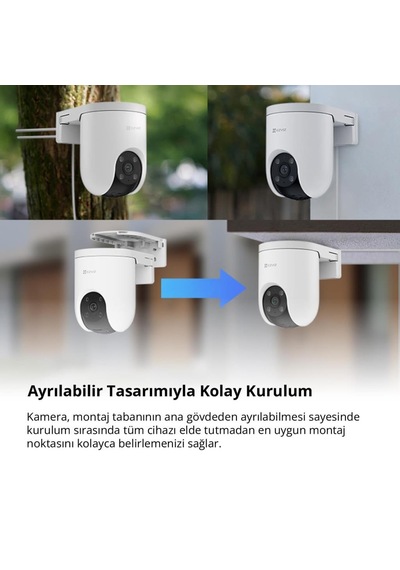 Ezviz H8c Se 3mp 2k 360 Dönebilen Dış Mekan Wi-fi Güvenlik Kamerası, Yatay Ve Dikey Hareketli, İnsan Algılama, Gece Görüşü