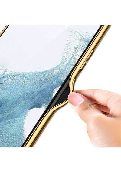 Galaxy S23 Uyumlu Deri Görünümlü Kenarları Elektroplating Kaplama Fizyon Kıl Siyah Siyah