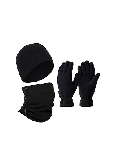 4Riders Thermoform Polar Unisex Eldiven, Bere Ve Boyunluk Seti, Siyah, L/xl