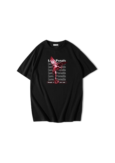 Brz Collection Oversize Love Prevails Aşk Galip Gelir T-shirt-siyah Siyah