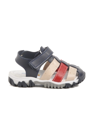Lacivert Kırmızı Cırtlı Hafif Unisex Bebek Sandalet 173101 B Lacivert-bej-kırmızı