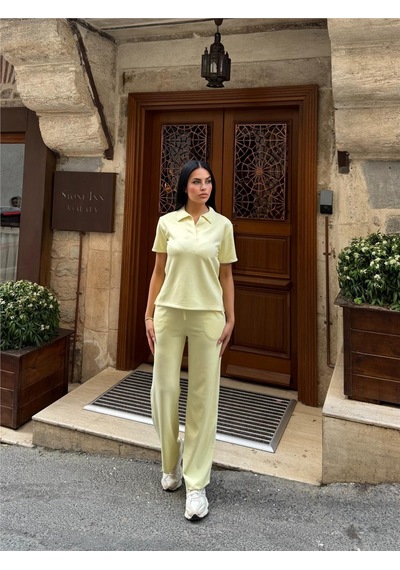 WeShaya Sarı Polyester Elastan Polo Yaka Takım Sarı