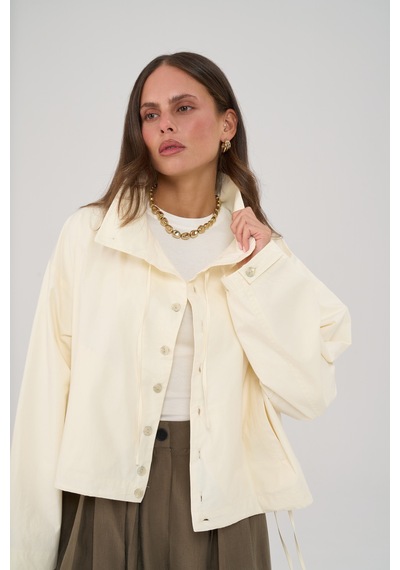 Mai Collection Liora Düğmeli Bomber Ekru Ceket