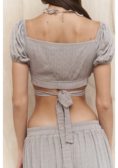 Mai Collection Mai Studios Co. Indriya Gri Crop Etek Takım Gri