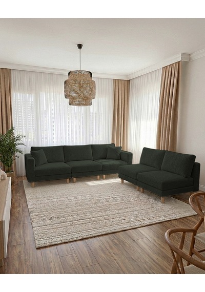 Armin Akıllı 5 Modül Köşe Koltuk Takımı & Modern Modüler Yataklı Köşe Takımı - Kadife Kumaş - Koyu Yeşil Armin Akıllı 5 Modül Köşe Koltuk Takımı & Modern Modüler Yataklı Köşe Takımı - Kadife Kumaş - Koyu Yeşil