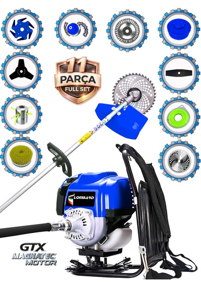 Cros Lombard Italy Lx-11 Imperıo Sırt Tipi Benzinli Ot Çalı Çim Biçme Tırpanı+ Tam Bahçe Setli Halı Yıkamalı