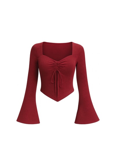 Wild Flower Bordo Dantel Detaylı Uzun Kollu Mevsimlik Bluz Üst Bordo