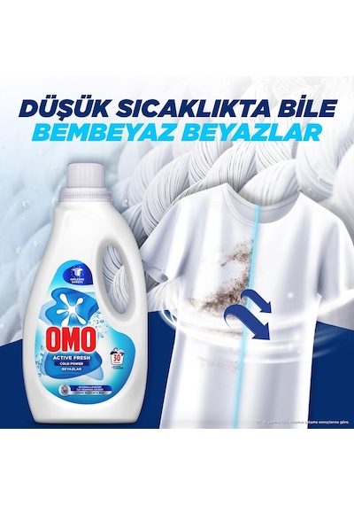 Omo Active Fresh Cold Power Beyazlar İçin Sıvı Deterjan 4 x 1500 ML