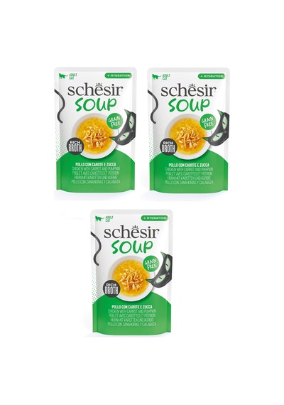 Schesir Soup Tavuklu Ve Balkabaklı Yetişkin Kedi Çorbası Pouch 40 Gr. X 3 Adet