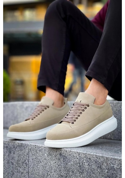 Mevese Lexa Süet Deri Erkek Günlük Sneaker Ayakkabı - Krem