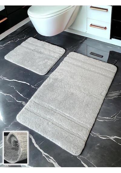 Salzach Açık Gri 2li Banyo Paspası 60x100 50x60 Cm Açık Gri