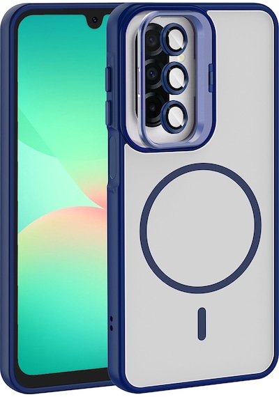 Galaxy Uyumlu A17 Kılıf Standlı Ve Kamera Lens li Mkst Etro Kapak - Lacivert Lacivert