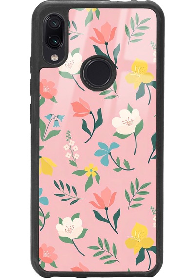 Xiaomi Redmi Note 7 Pinky Flowers Tasarımlı Glossy Telefon Kılıfı Çok Renkli