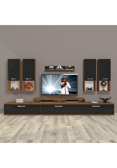 Decoraktiv Ekoflex 8da Slm Tv Ünitesi Tv Sehpası Ceviz - Siyah