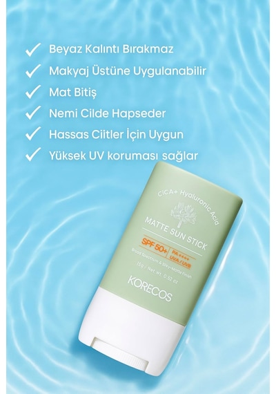 Korecos Matte Sun Stick Spf50+ Pa++++ Uva/uvb Mat Bitiş Sağlayan Yüksek Korumalı Stick Formunda Güneş Kremi Sku: Smg8690010468635 Açık Bej Korecos Matte Sun Stick Spf50+ Pa++++ Uva/uvb Mat Bitiş Sağlayan Yüksek Korumalı Stick Formunda Güneş Kremi Sku: Smg8690010468635 Açık Bej