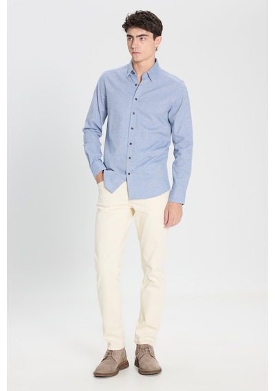 Ac&Co / Altınyıldız Classics Erkek Mavı Slim Fit Dar Kesim Klasik Yaka Flanel Gömlek Mavı Mavi