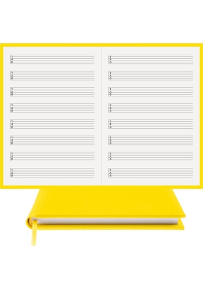 Gitar Nota Defteri - Tab Anahtarlı Sol Kesik Çizgili % 100 El Yapımı, El Dikişi, İplik Dikiş Gerçek Cilt Bezi