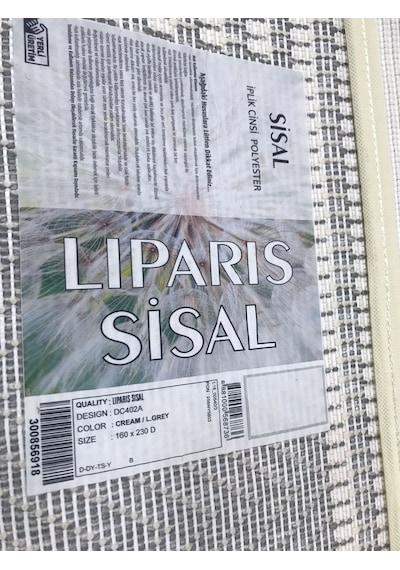 Liparis Sisal Halı Dc402 Serisi Oturma Salon Yatak Odası Halısı Krem - Gri