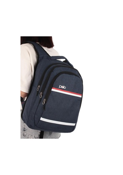 Temel My Polo Sırt Çantası Kırmızı Beyaz Çizgili Lacivert 8860 Lacivert