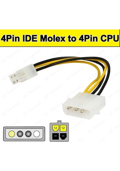 4 Pin MOLEX - ATX P4 CPU 4-Pin 12V PSU Güç Kaynağı Konektörü Adap