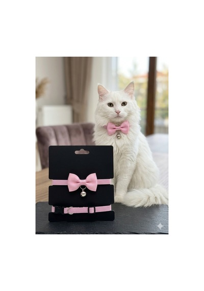 Pinky Bo Papyon Serisi Kedi Boyun Tasması Pastel Pembe