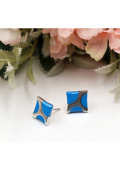 Firuze Taşlı Kare Set Rose Gold - Gümüş